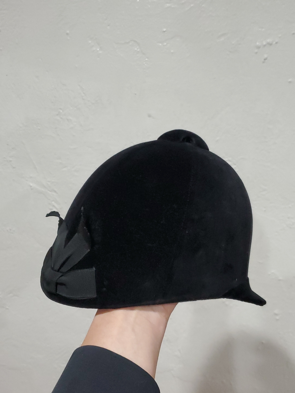 Vintage Black Velvet Riding Hat with Bow